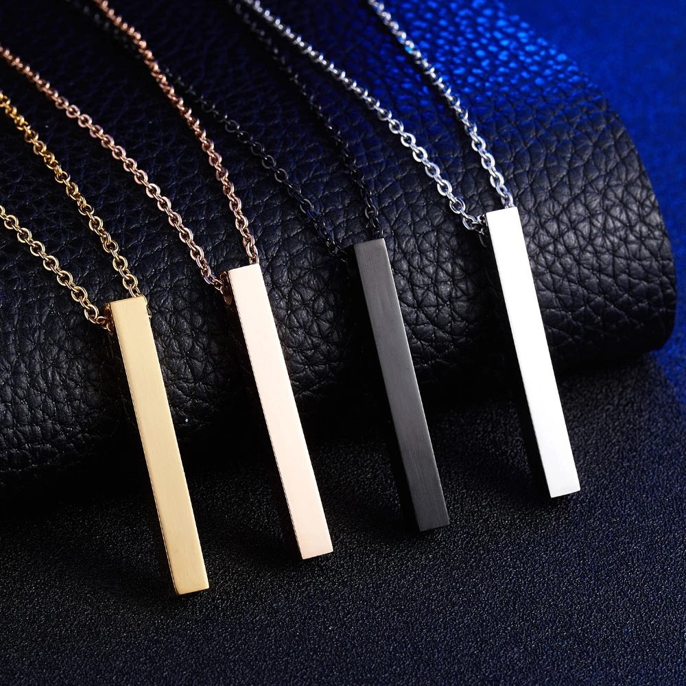 Women's & Men's Lettering Long Titanium Steel Trendy Rectangular Necklaces