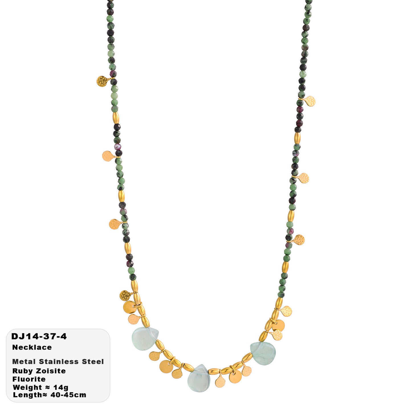Women's Green Natural Stone Seaside Beach Style Water Necklace
