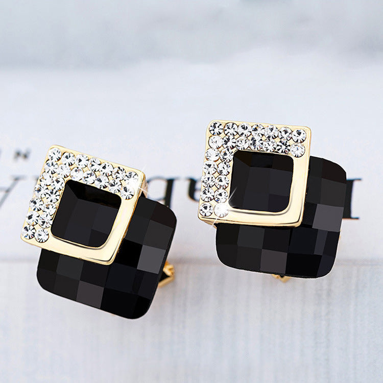 Needle Female Urban Geometric Crystal Simplicity Super Flash Zircon Stud Earrings