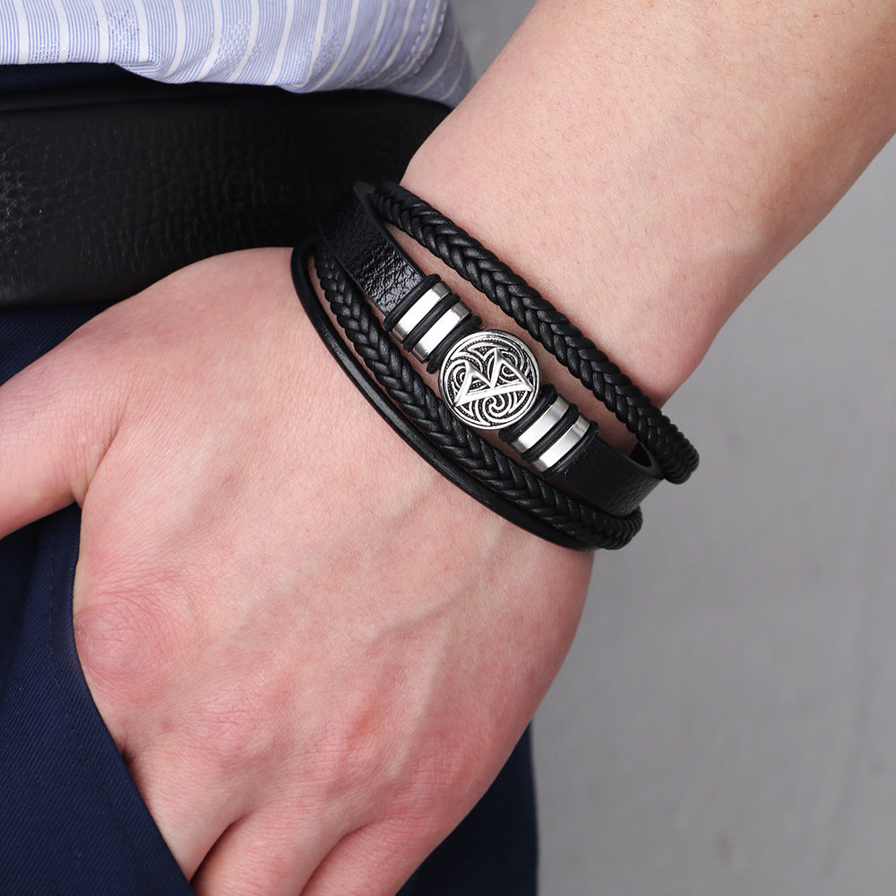 Men's Man Personality Wild Woven Leather Scripture Bracelet