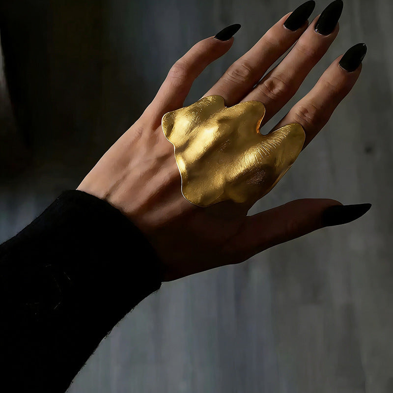 Metal Wide Dark Style Texture Matte Ring