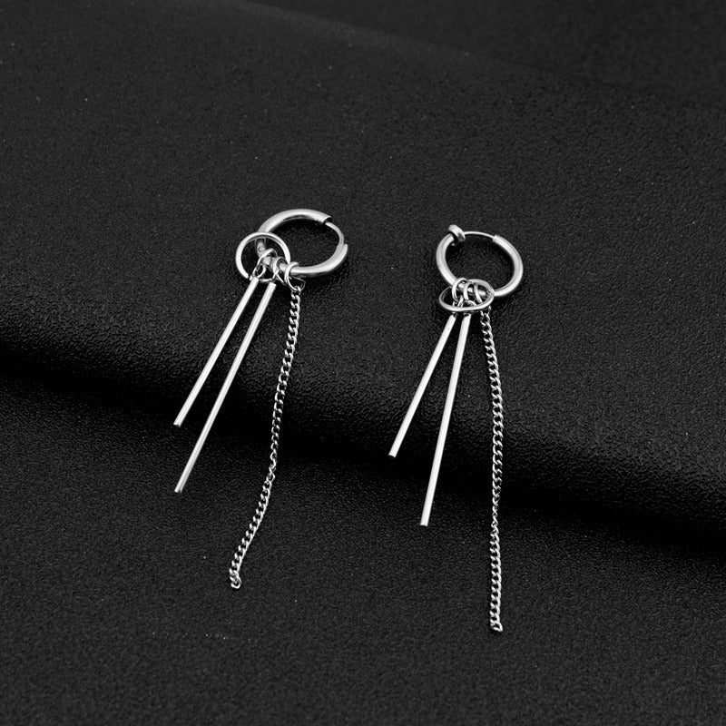 Steel Ornament Unisex Style Long Titanium Korean Earrings