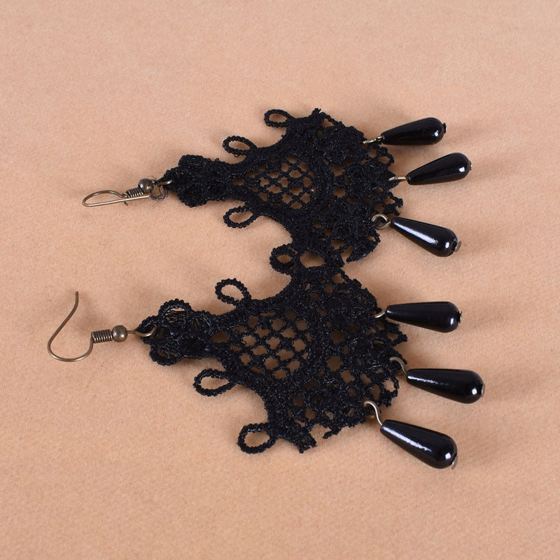 Women's Vintage Fashion Baroque Crystal Eardrops Black Earrings
