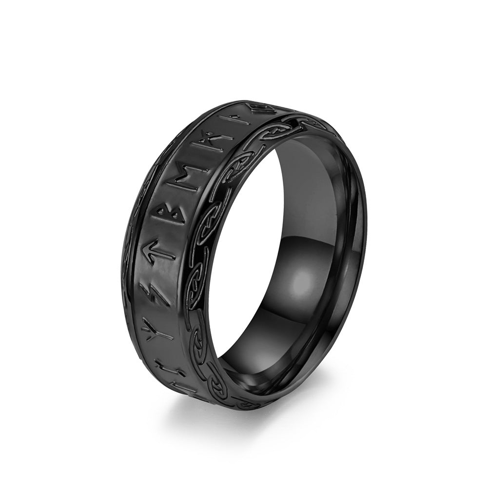 Style Viking Text Retro Sier Titanium Rings