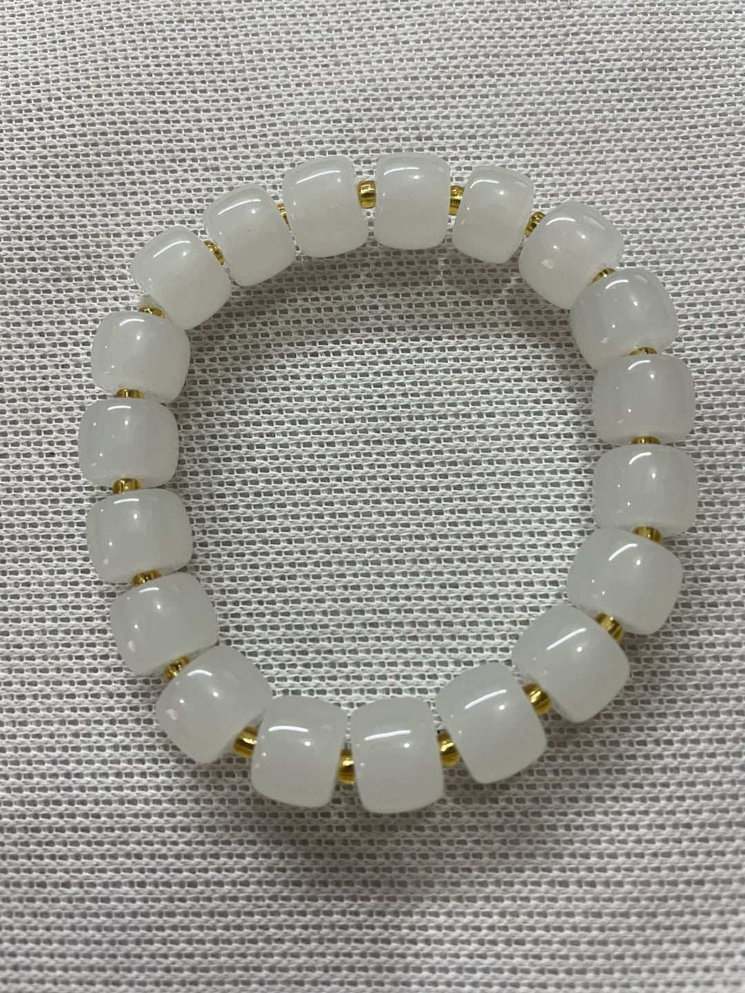 Women's Imitation Jade White Marble Agate Fashion Simple Crystal Stall Bracelet