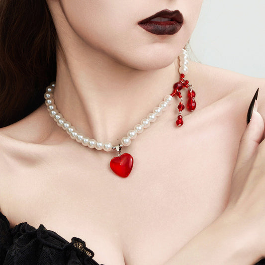 Style Beaded Halloween Blood Drop Tassel Clavicle Necklaces
