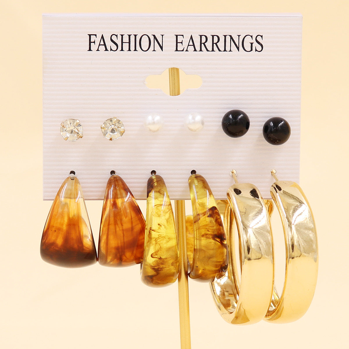 Women's Color Resin Leopard Print Pairs Retro Fashion Earrings