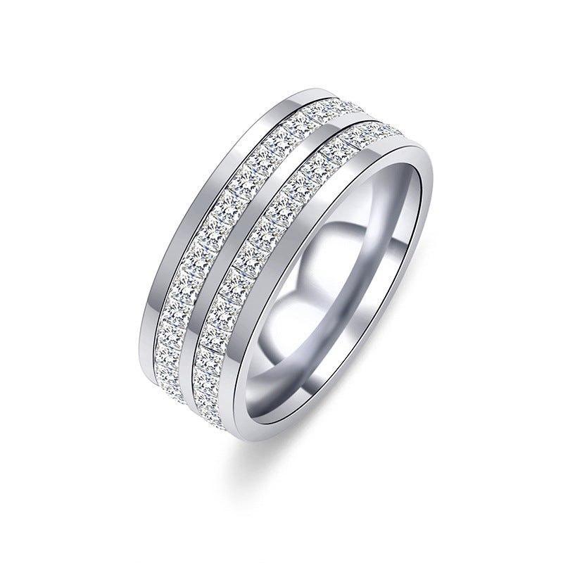 Design Single Row Square Diamond Female Light Luxury Rings