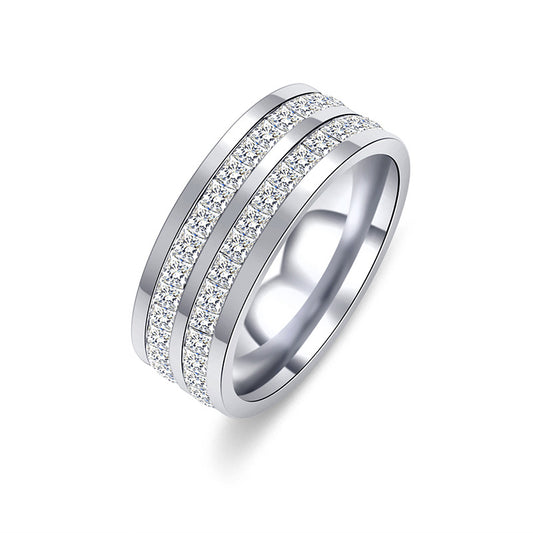 Design Single Row Square Diamond Female Light Luxury Rings