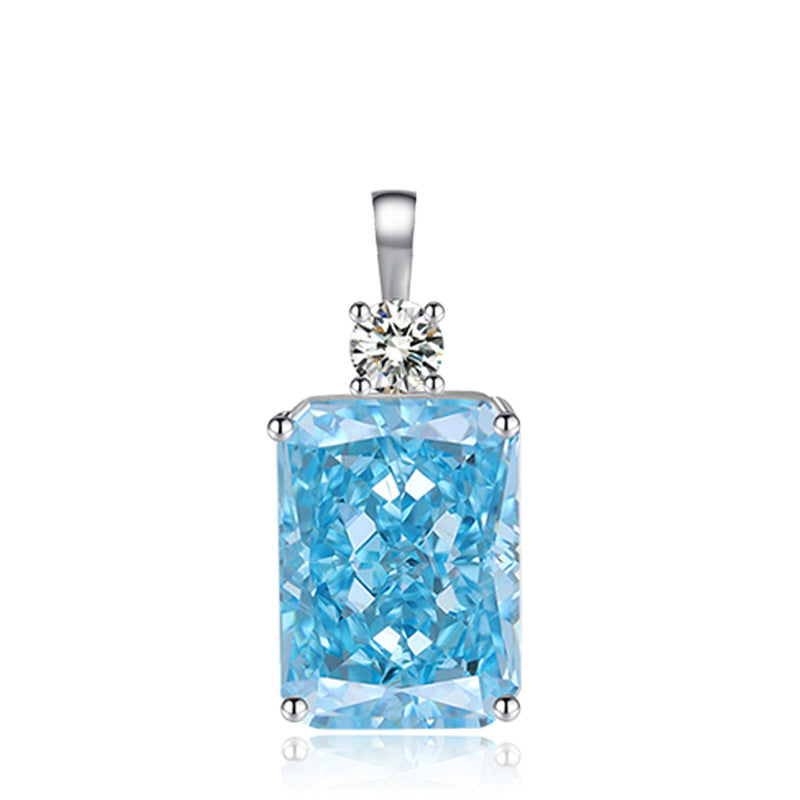 Women's Carat Super Flash Sea Blue Ice Flower Cut High Pendants