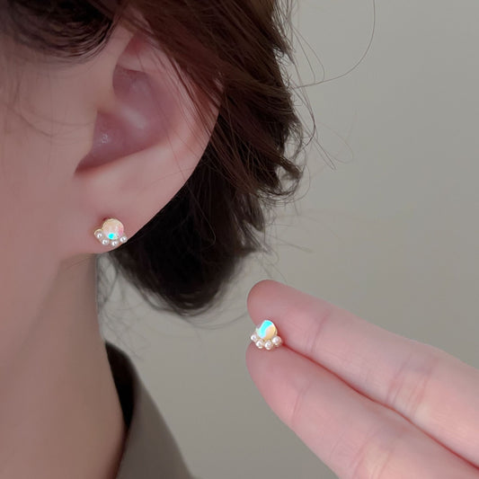 Needle Simple Temperament Kitten's Paw Pearl Female Trendy Cute Stud Earrings