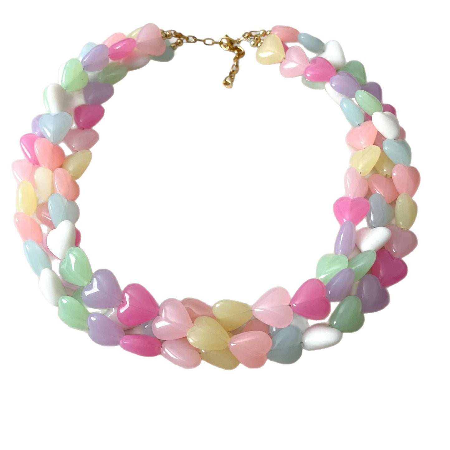 Rainbow Love Beaded Female Sweet Dopamine Clavicle Necklaces
