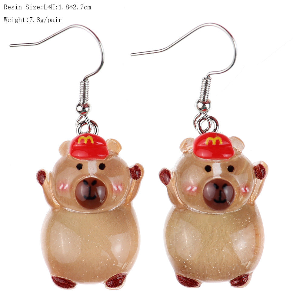 Cartoon Luminous Khaki Barra Capybara Creative Childlike Heart Rings