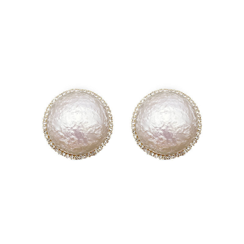 Geometric Simple Crack Sponge Pearl Female Personality Mermaid Stud Earrings