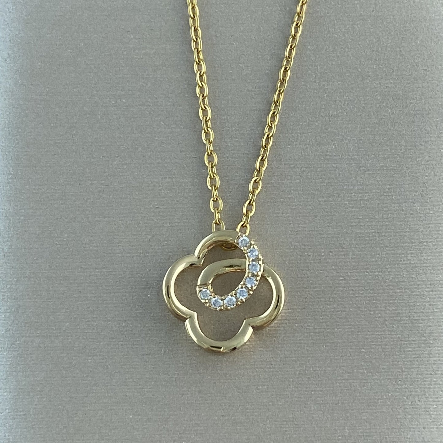 Women's Real Gold Plating Opal Fox Clover Pendants