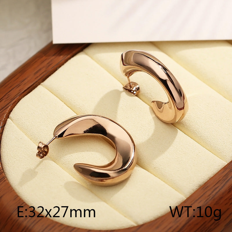 Shaped Glossy Stainless Steel Hollow Vacuum Electroplated Earrings