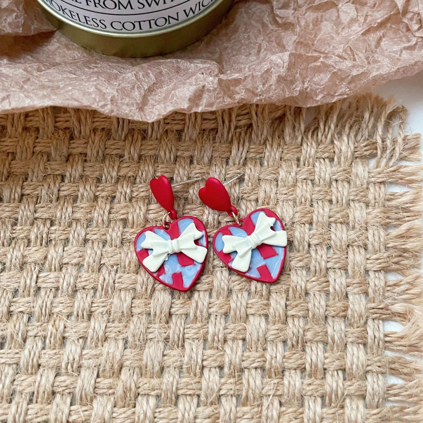 Women's Needle Sweet Elegance Red Love Heart Fashionable Earrings