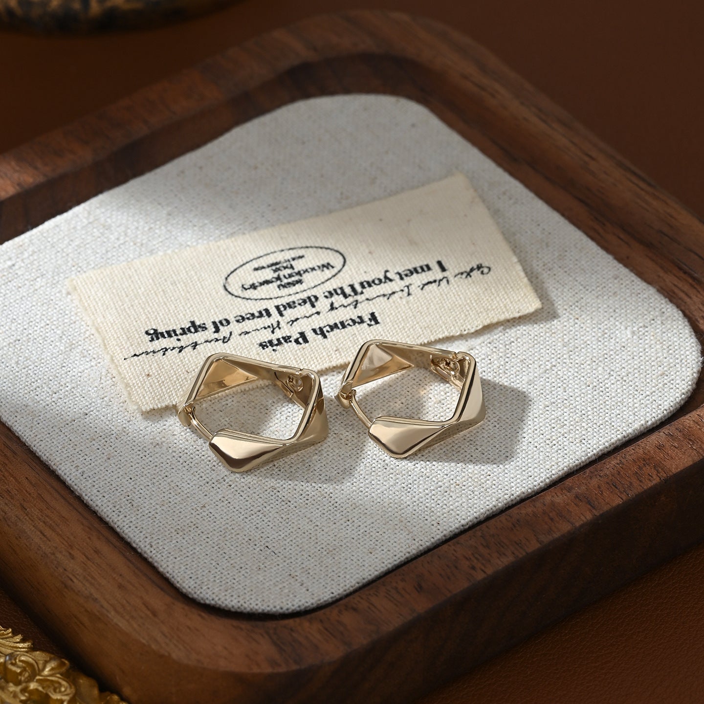 Metallic Female Coffee Gold Geometric Ear Live Broadcast Stud Earrings