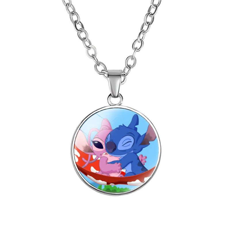 Children's Star Stitch Cartoon Pattern Time Stone Necklaces