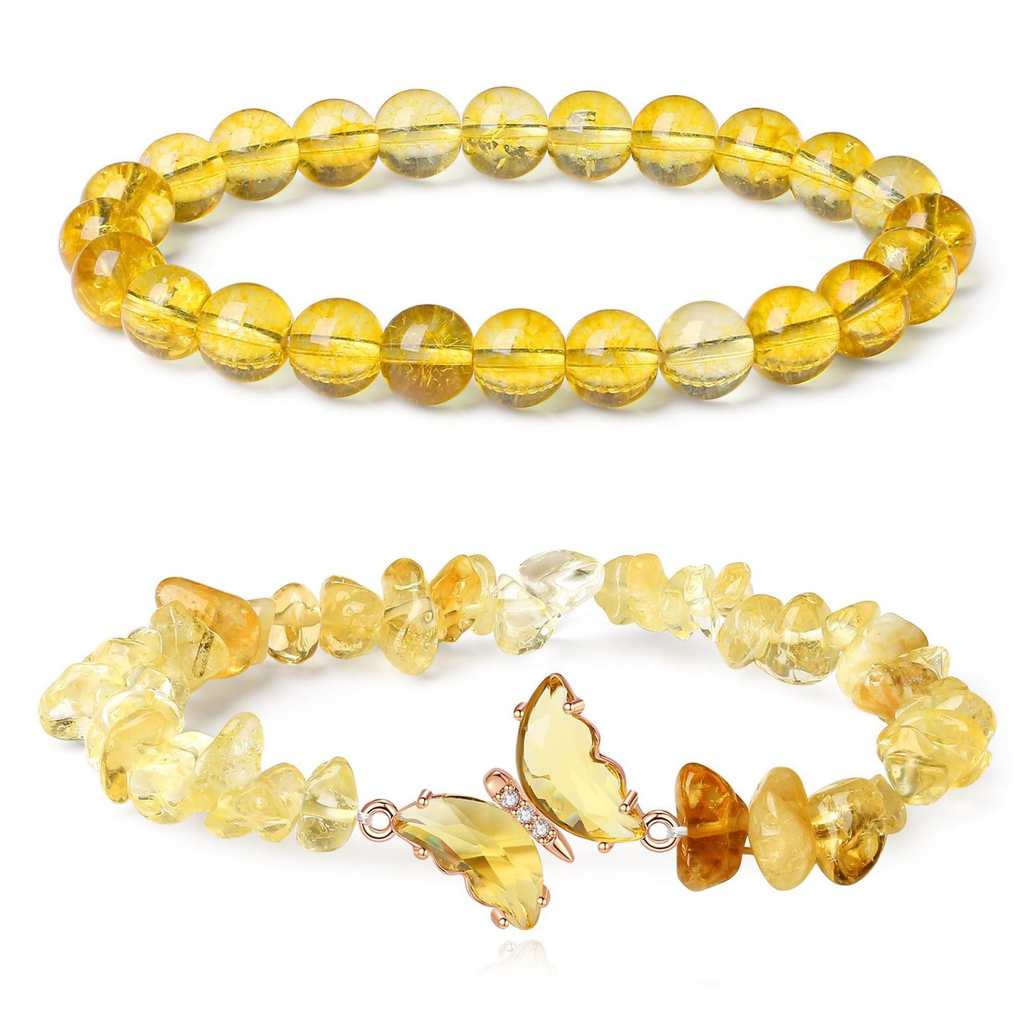 Simple Butterfly Natural Stone Crystal String Beads Bracelets