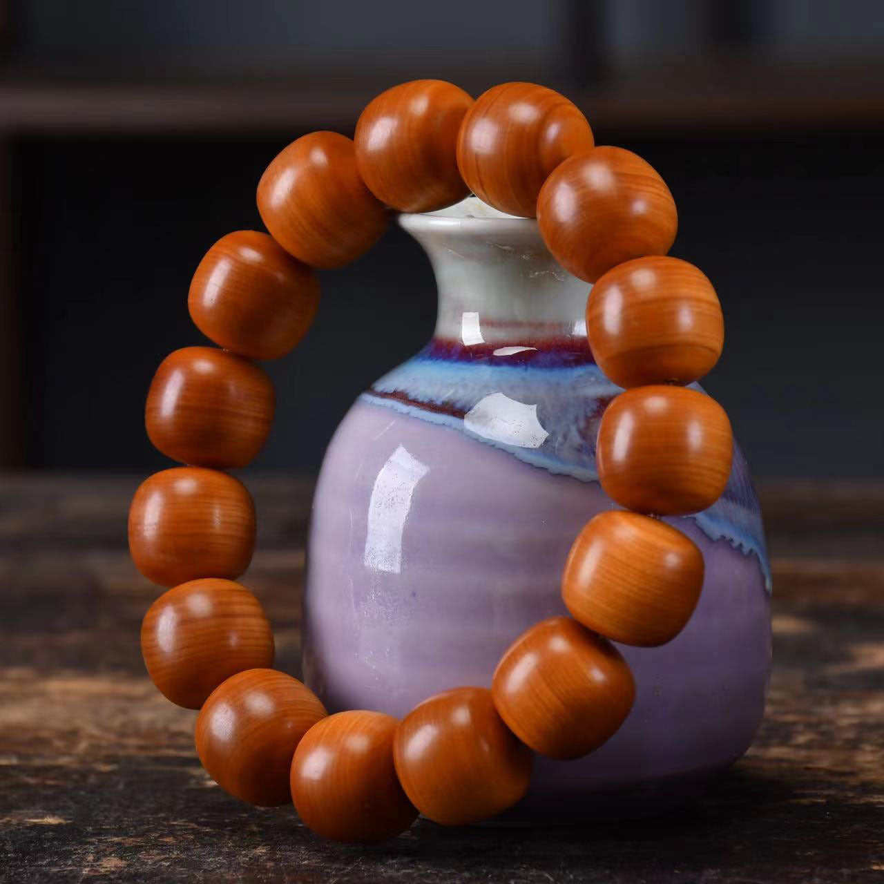 Women's & Men's Arborvitae Lightning Transparent Buddha Beads Live Studio Drainage Temple Bracelet