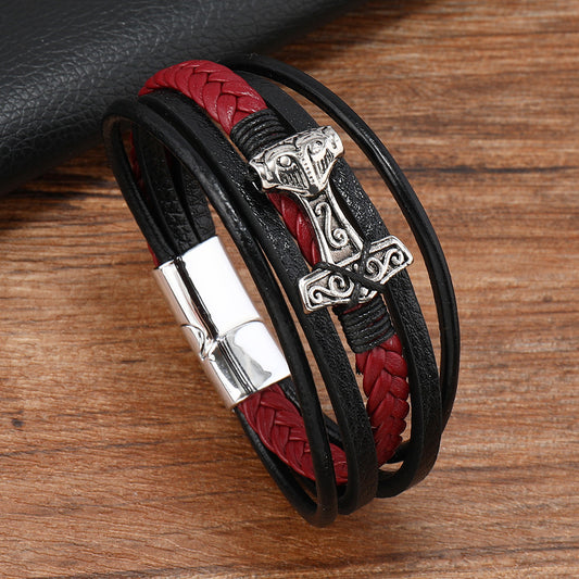 Men's Vintage Alloy Quake Hand-woven Magnetic Buckle Bracelets