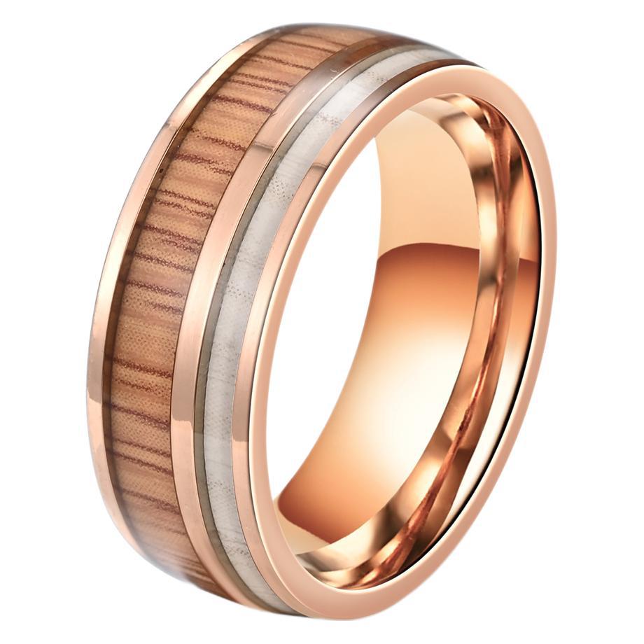 Men's Acacia Titanium Steel Fashion Personality Wood Rings