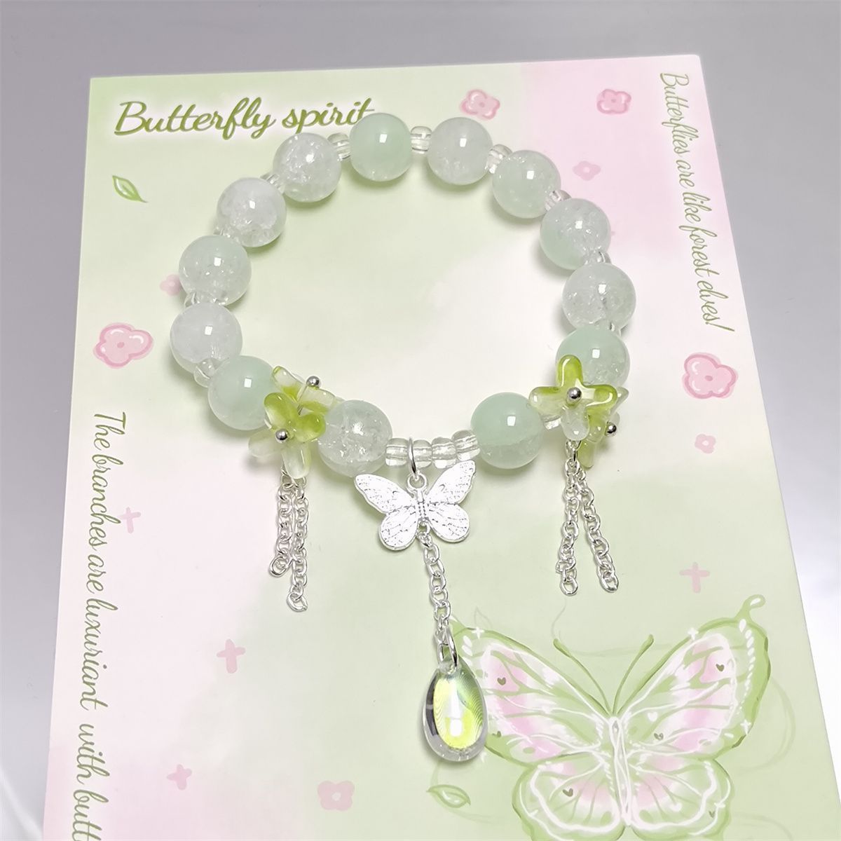 Style Crystal Peach Blossom Butterfly Water Drop Female Niche Design Bracelet