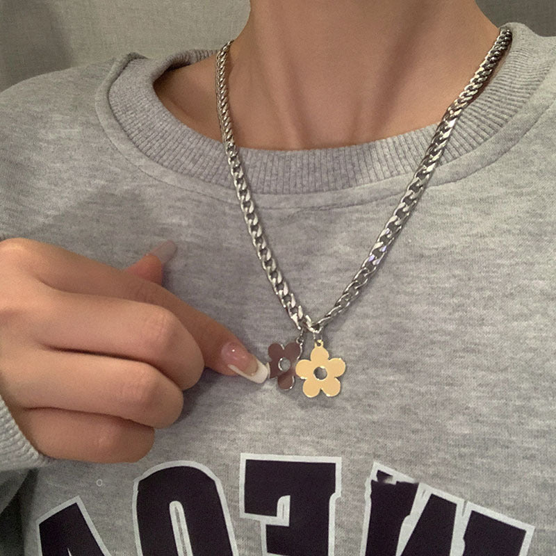 Flower Female Hip Hop Sweet Cool Light Luxury Minority Design Necklaces