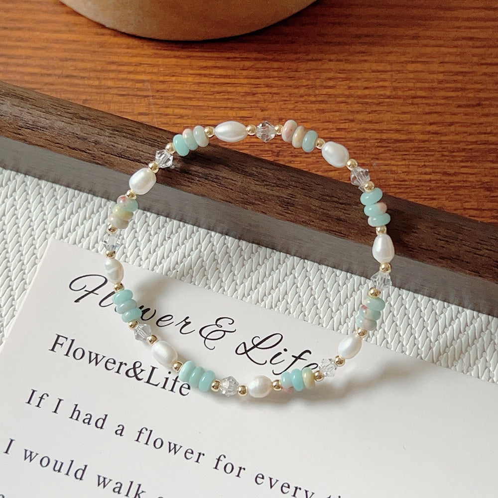 Natural Stone Crystal String Beads Style Design Dopamine Bracelet