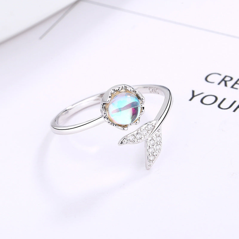 Style Temperament Wild Mermaid Bubble Female Colored Glaze Fishtail Ring