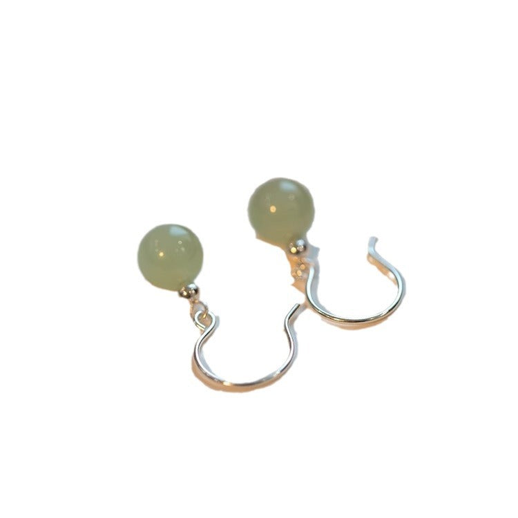 Women's Natural Agate Sier Design Retro Premium Stud Earrings