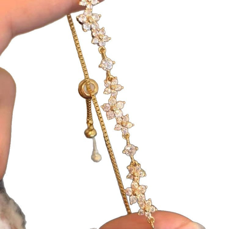 Beautiful Light Luxury High-grade Full Diamond Flash Trendy Temperamental Minority Bracelets