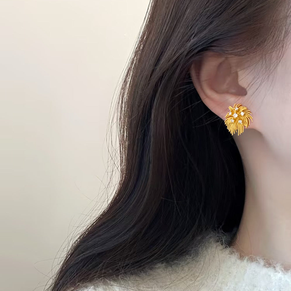 Simple Light Luxury High-grade Micro Inlaid Zircon Fireworks Ear Elegant Earrings