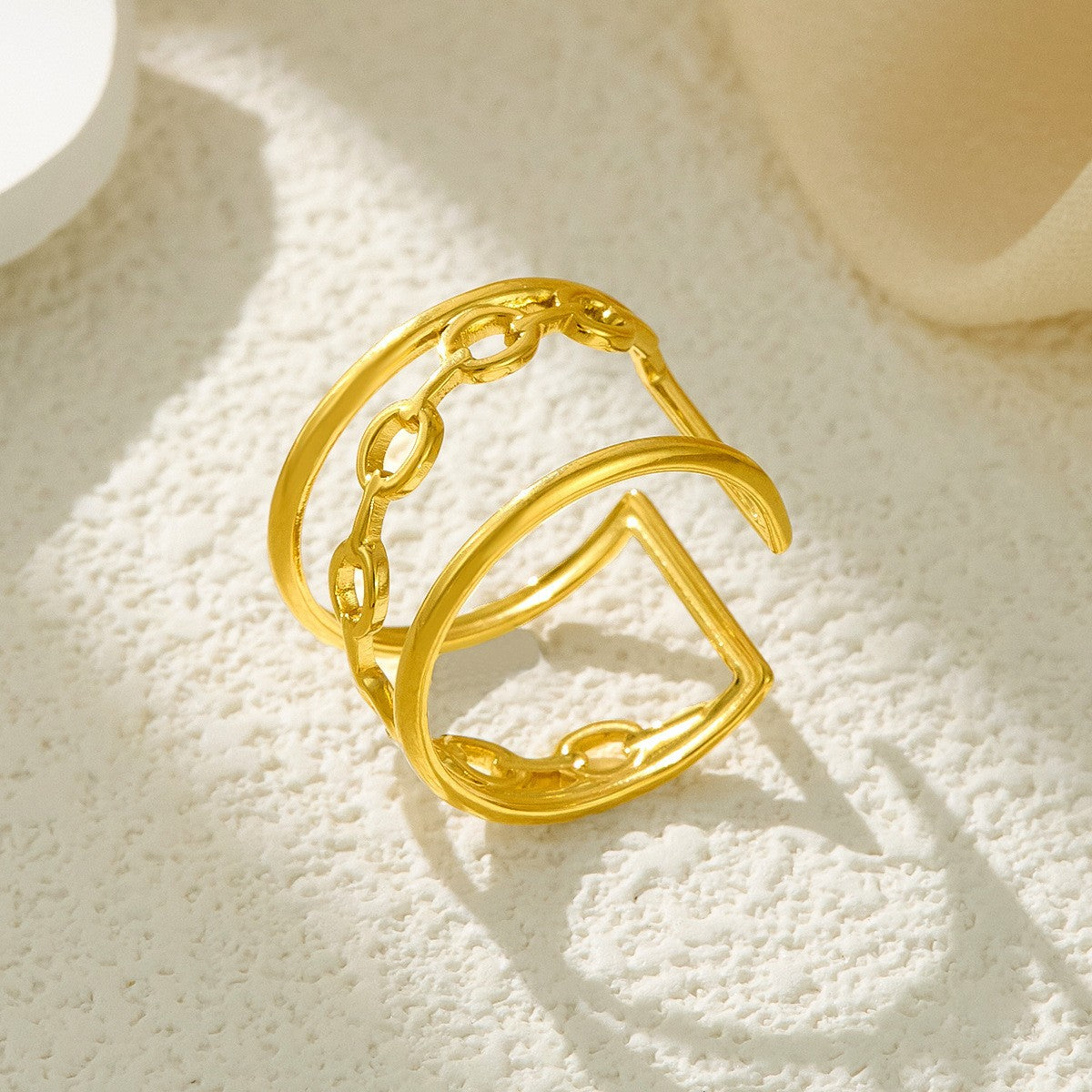 Stainless Steel Irregular Line Love Heart-shaped High-grade Ring