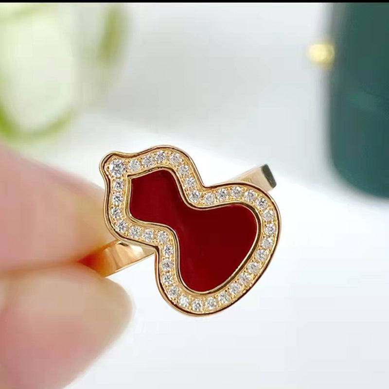 Red Agate Gourd Female Couple Full Rings