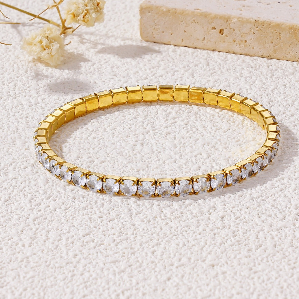 Women's Minimalist Single Row Square Zircon Fashion Simple Full Diamond Bracelets