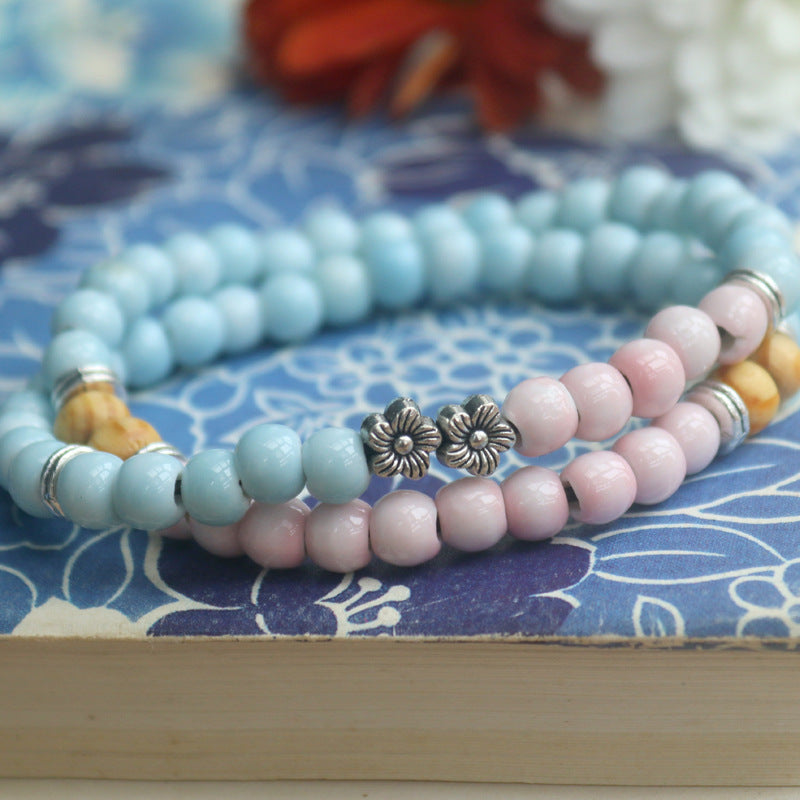 Ceramic Fresh Small Beads Two-circle Sisters Bracelet