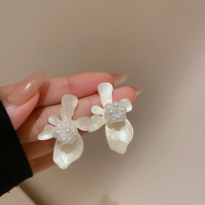 Needle Raffia Fabric White Flower Light Luxury Rings