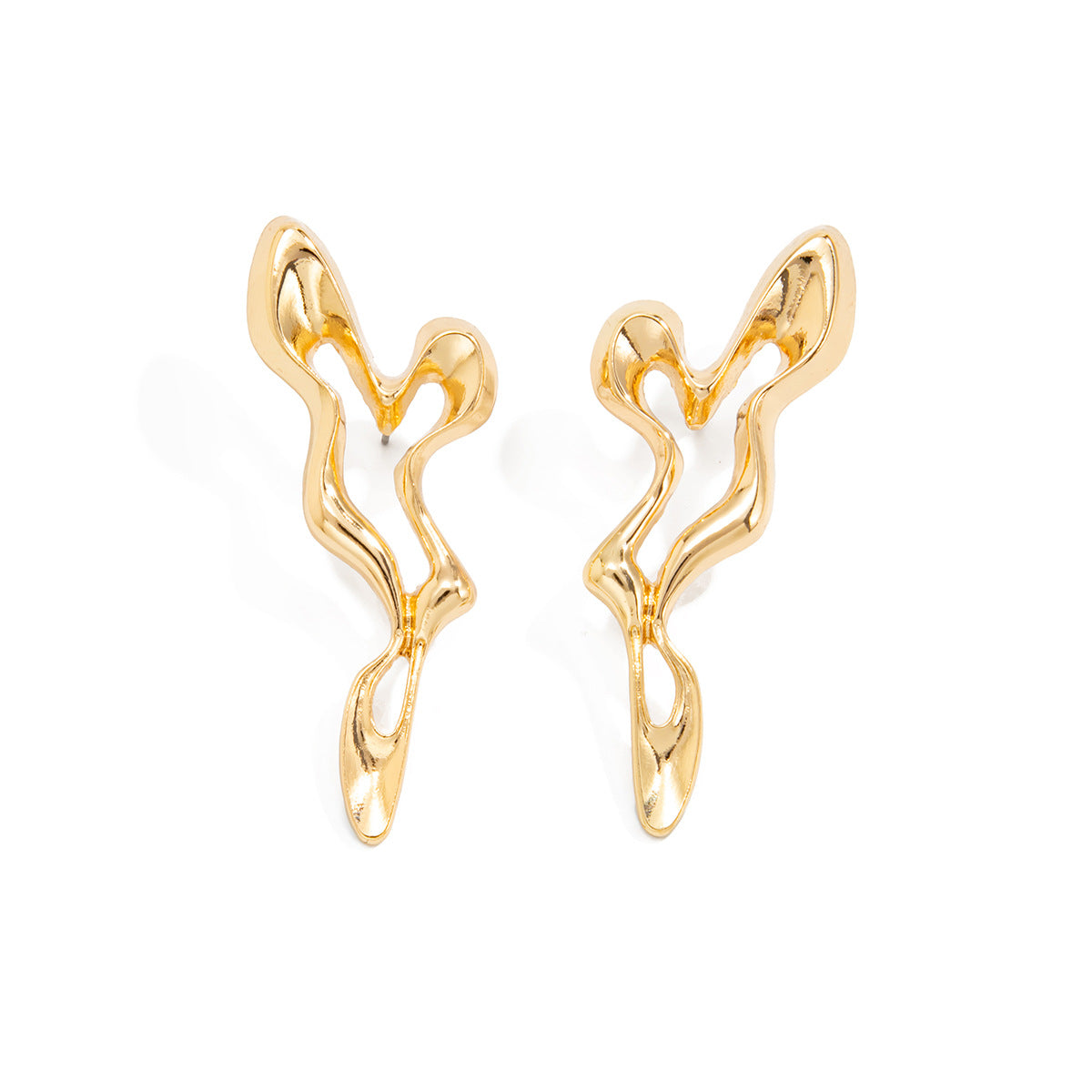 Women's Snake-shaped Twisted Long For Dignified Hollow Geometric Shaped Stud Earrings