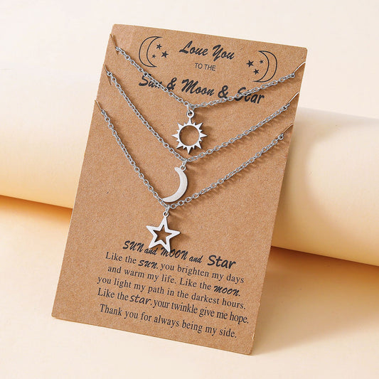 Stainless Steel Sun Moon Star Clavicle Necklaces