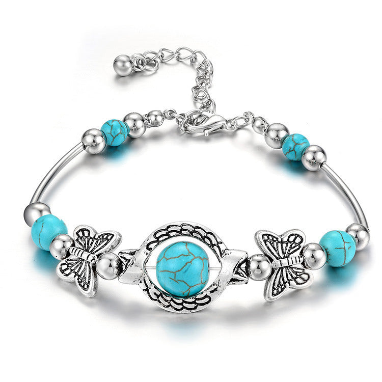 Retro Artistic Turquoise Handmade Ethnic Butterfly Turtle Bracelets