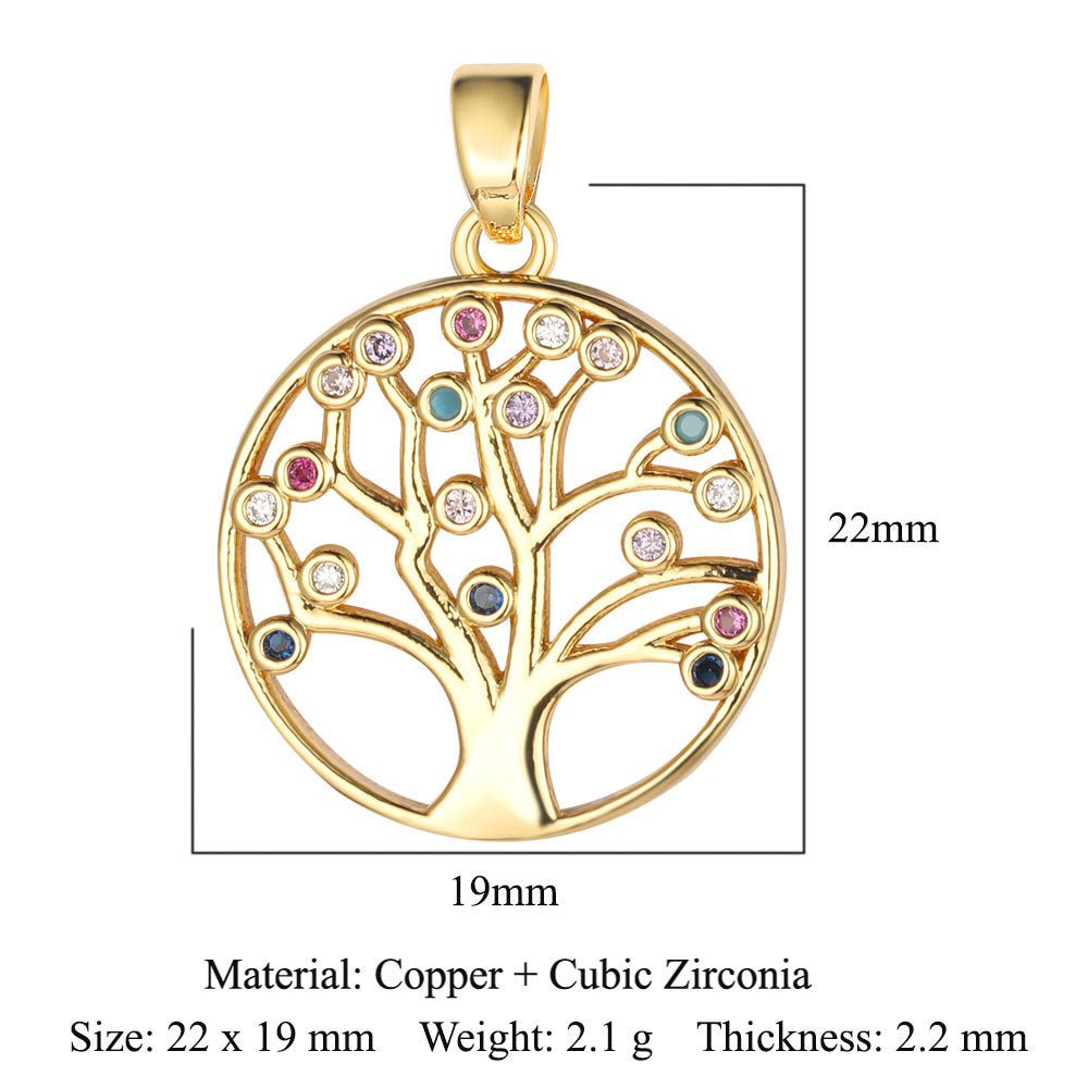 Tree Arrow Color Zirconium Copper Micro Inlaid Pendants