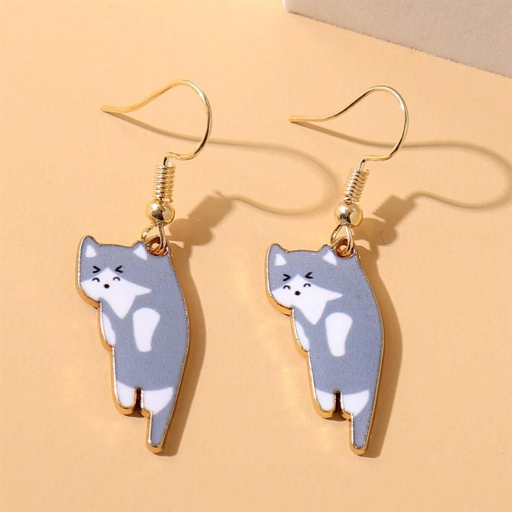 Ear Hook Cartoon Young Flower Cat Sweet Earrings