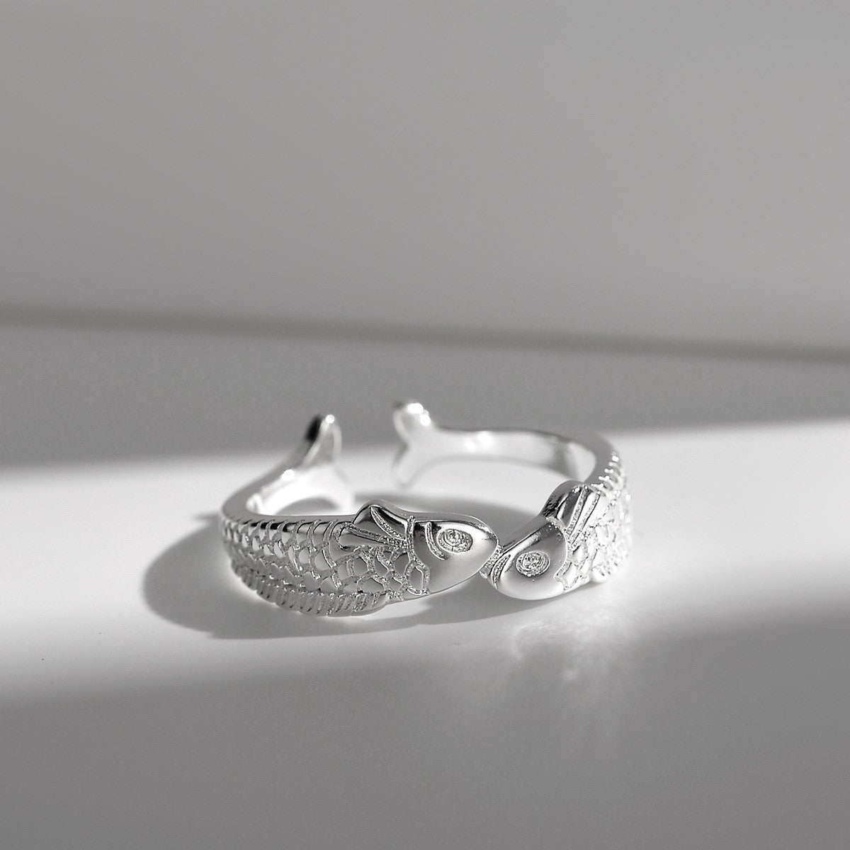 Enamel Color Auspicious Gradient Lucky Koi Chinese Ring