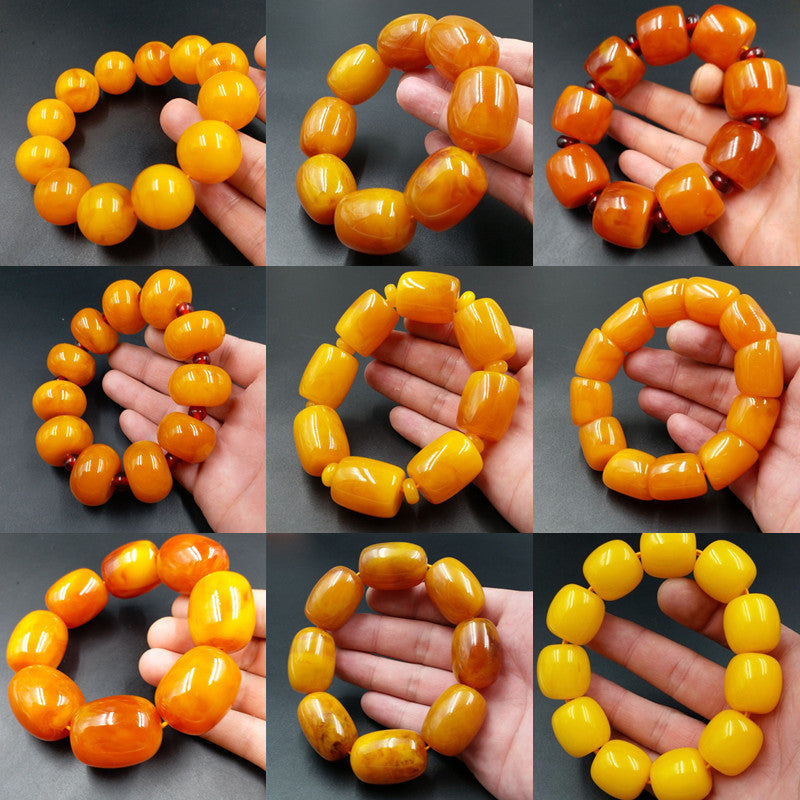 Beeswax Yellow Chicken Grease Color Barrel Beads Round Bracelet