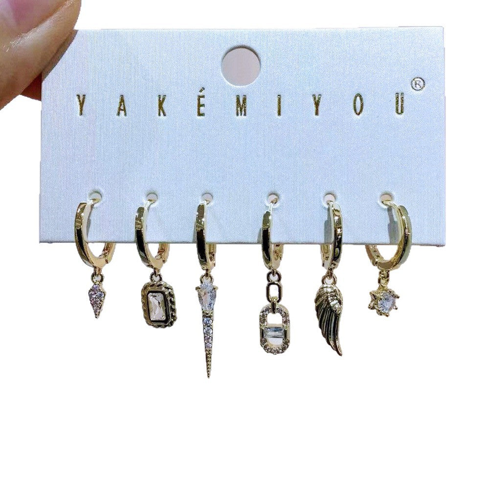 Trendy Special Interest Light Luxury Zircon Geometric Ear Rings