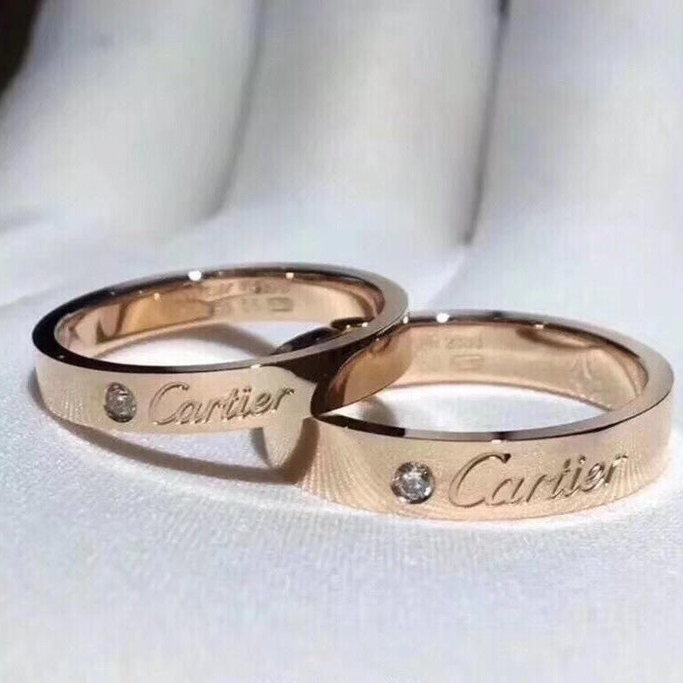 Home High Version Sier Signature Square Round Engagement Wedding Couple Ring