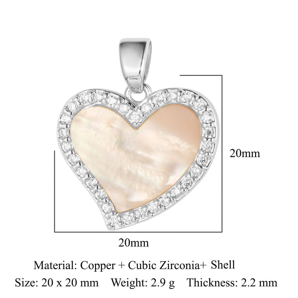 Butterfly Crab Copper Zircon Heart Shell Pendants