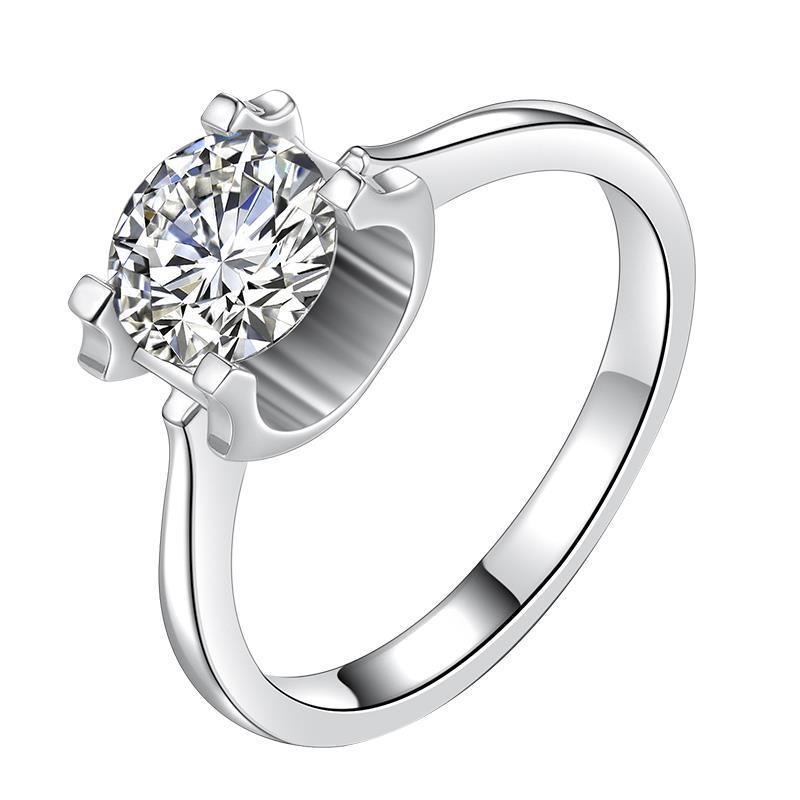 Simulation Chic 2 Karat White Gold Plated Simple Proposal Rings